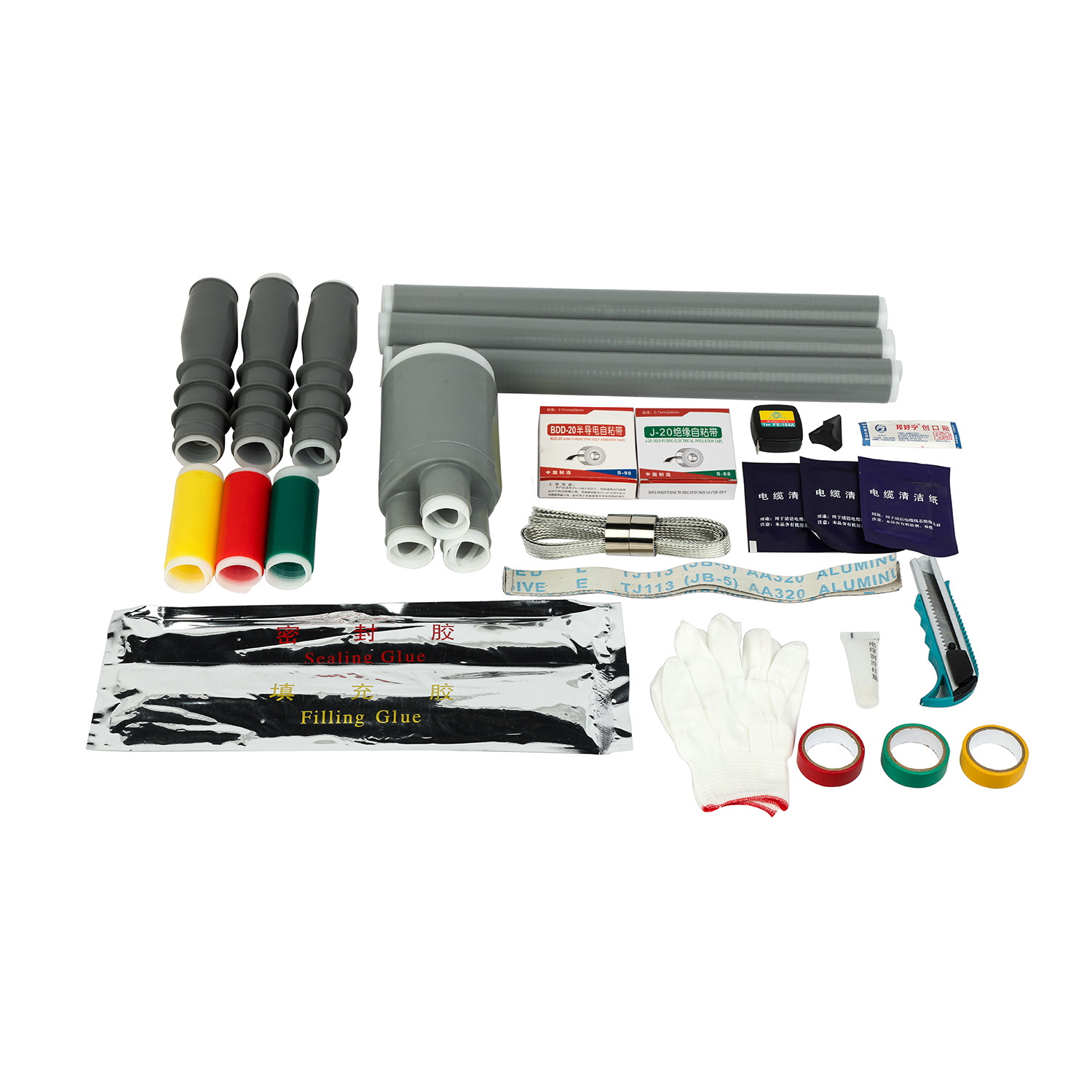 15кВ 3-жильный Комплект Для Завершения Кабеля С Полным Холодным Сжатием Для Наружной Установки